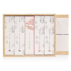 天然香木のお線香桐箱進物5箱(白檀2・沈香2・香炉灰1)